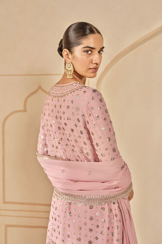 Zynah Handcrafted Badla Sharara Set - Blush, Blush, image 5